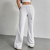 abordables Pantalones de pierna recta-Mujer Pantalones de Deporte Pantalones Pantalones de verano Pantalones casuales Vacaciones Moda Casual / Diario Longitud total Alta cintura Plano Correa Cintura elástica Pierna recta Comodidad Suave