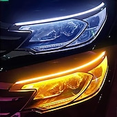 abordables Lampes néon led-2 pièces led drl voiture lumière diurne bande lumineuse flexible étanche auto phares frein flux tube lumière clignotant blanc jaune bleu 12v 30/45/60cm avec chauffeur