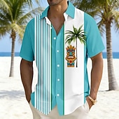 economico Piante tropicali-Per uomo Albero di Cocco Piante Tropicali Tiki Camicia hawaiana estiva Camicia con Bottoni Camicia Aloha Manica Corta Hawaiano Vacanza Ferie Abbigliamento mare Estate Primavera Collo ripiegato Stampa