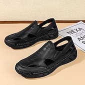 voordelige Casual sandalen-Casual loafers voor heren van imitatieleer – ademende instapschoenen voor de zomer met een open design, een lichtgewicht flexibele zool, ideaal voor dagelijks gebruik, reizen en buitenactiviteiten.
