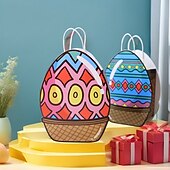 Недорогие Необычные игрушки-Набор из 18 бумажных подарочных пакетов в форме пасхальных яиц, 6 красочных узоров (по 3 каждого), пакетики в форме яиц для сладостей, подарочные пакеты для пасхальной вечеринки для детей, школьные