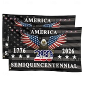 abordables 250º Aniversario-2pcs Bandera conmemorativa de los años de libertad del 250 aniversario de EE. UU. Majestuosa águila con alas extendidas Banner patriótico 1776-2026 Celebración Semiquincentenario 4 de julio