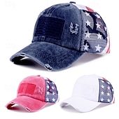 Недорогие 250-летие США-Патриотическая бейсболка для женщин с эффектом потертости и хвостиком, хлопковая кепка-тракер с вышитым американским флагом и застежкой-липучкой сзади, посвященная 4 июля, Дню независимости, 250-летию