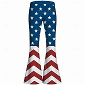  250° anniversario USA Retrò Vintage Anni '70 Pantaloni Pantaloni a zampa d'elefante Hippie Disco Vita alta Zigzag Costume Per donna Mascherata 4 Luglio Feste Giorno dell'Indipendenza Adulti Pantaloni