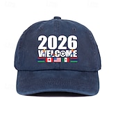 お買い得  ワールドサッカーの試合2026-サッカーワールドカップ メキシコ アメリカ カナダ 2026 ベースボールキャップ、サッカーグラフィックレタープリントハット（男女兼用）、調節可能なアウトドアスポーツキャップ、カジュアルサンハット