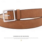 Χαμηλού Κόστους Ζώνη-Γυναικεία Ζώνη πόρπης PU Συνθετικό δέρμα Μεταλλικό Bucke Γεωμετρικό Καθημερινό Καθημερινά Αργίες Μαύρο Καφέ Μπεζ Καφέ