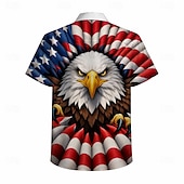 cheap Tops-Blouse / Shirt Geometic Independence Day Retro Vintage 1970s Short Sleeves for Men's Adults'  for 4th of July Party Independence Day