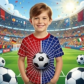preiswerte Jungen 3D Sport &amp; Spiel-Jungen 3D Grafik Fußball Fußball-T-Shirts T-Shirt Kurzarm 3D-Druck Sommer Frühling Sport Mode Streetwear Kinder 4-12 Jahre Rundhalsausschnitt Lässig Täglich Outdoor Normale Passform