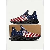  Dames hardloopschoenen met USA 250 vlag – lichtgewicht, ademende veterschoenen met patriottische sterren &Gestreept patroon voor Onafhankelijkheidsdag, parades, straatfestivals en wandelingen in de