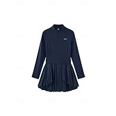 preiswerte Damenkleid-Damen Einfarbig Tenniskleid mit Shorts Sportkleid Golf-Polo-Kleid Langarm Plissiert Viertel Postleitzahl Asymmetrisch Elastisch Schweißableitend Atmungsaktiv Tennis Golfspiel Pickleball Hoher