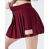 cheap Women's Skirts &amp; Skorts-Women's Solid Colored Casual Skirt Tennis Skirts with Shorts Sport Skirt Sleeveless Pleated Pocket High Waist Elastic Sweat-Wicking Breathable Tennis Golf Pickleball Skirt Black White Wine Tennis