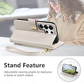 cheap 2026 Samsung Galaxy S26 Series-Phone Case For Samsung Galaxy S26 S26 Plus S26 Ultra Wallet Case Flip Cover with Stand Holder Zipper with Wrist Strap Tree Retro TPU PU Leather
