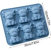 abordables Accessoires pour glaçons-Moule à glaçons mini vache des Highlands, bac à glaçons 3D mignon en silicone pour whisky et cocktails &amp;machine à glaçons réutilisable en forme d'animal pour boissons, accessoires de bar, café glacé