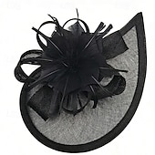 billige Fascinatorer-fascinators Linfrø Bryllup Bursdag Årgang søt stil Retro Rød Med Fjær Blomster Hodeplagg Hodeplagg