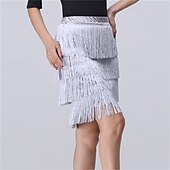 cheap Latin Dancewear-Women's Purple Fringe Slit Latin Dance Skirt