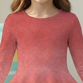 voordelige Paasoutfits voor Meisjes-Pasen Meisjes 3D Grafisch Konijn Jurk Lange mouw 3D-afdrukken Lente Herfst Dagelijks Vakantie Feest Casual Prinses Mooi Kinderen 4-12 jaar Casual jurk A lijn jurk Tot de knie Normale pasvorm