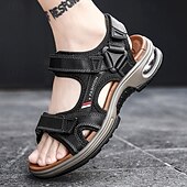 cheap Vacation Sandals-Men's Brown Outdoor Sandals – Adjustable Strap Summer Shoes, Breathable Comfort, Hiking, Beach &amp; Travel Wear