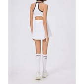 baratos Vestido Feminino-Mulheres Cor Sólida Vestido de tênis com shorts Vestido esportivo Sem Manga Bolsos Elástico Redutor de Suor Respirável Tênis Pickleball Corrida Halter pescoço Vestidos Branco Vermelho Azul Marinho
