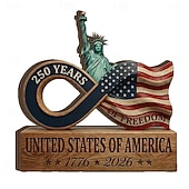 abordables Regalo &amp; Decoración-250 aniversario EE.UU. Regalo Decoración de mesa Letrero de bloque de madera Innovador Gracioso Patriótico Adulto Unisexo Día de la Independencia 4 de julio Festival Disfrazarse