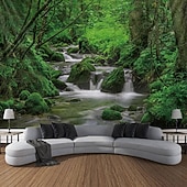 preiswerte Wandteppiche-Natur, Wald, See und Sonnenlicht – realistische 3D-Landschaft, Wandteppiche mit grünen Bäumen und blauem Himmel, sommerliche Landschaft, ideal für Schlafzimmer, Wohnzimmer, Homeoffice.