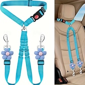 abordables Accesorios para vehículos-Cinturón de seguridad doble para perros, nuevo cinturón de seguridad doble para reposacabezas de coche para mascotas, correa para perros sin enredos, ajustable con elástico, divisor de correa para