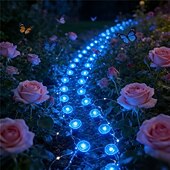 cheap Solar String Lights-Solar-Powered Led Path Garden Lights  Purple Fairy Lights 30LED IP44 Waterproof  And Durable Recessed Outdoor Garden Lights Suitable For Decorative Lighting Of Walkways Lawns, Camping Parties