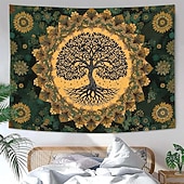 olcso Faliszőnyegek-misztikus életfa mennyei ősi fa izzó arany gyökerek galaxis csillagos éjszaka kék csillogó csillagpor fal gobelin hálószoba nappali kollégiumi dekoráció meditáció háttér