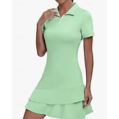 billiga Kvinnors klänning-Dam Grafisk Leopard Geometrisk Tennisklänning med shorts Sportklänning Golfpikéklänning Kortärmad Fjärdedels blixtlås Asymmetrisk Elastisk Svettavvisande Andningsfunktion Tennis Golf Badminton