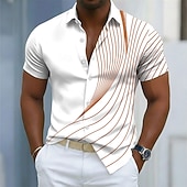  Per uomo Geometrico Linea Camicia Camicia con Bottoni Camicia casual Manica Corta Moda Casual Abbigliamento casual alla moda Vacanza Primavera Autunno Collo ripiegato Stampa 3D camicie con colletto