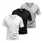billiga grundläggande t-shirts-Herr T-shirt T-tröja Kortärmad V-hals Sommar Vår Slät Designer Grundläggande Modernt Modernt 3 st Ledigt Semester Gata 8# 9# 4# Topp t-shirt för män