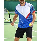 economico Camicia da uomo-Per uomo Blocco di colori A righe Maglietta sportiva Maglia da tennis Maglietta da tennis Manica Corta Asciugatura Rapida Elastico Traspirante Tennis Da golf Pickleball Girocollo Top Blu