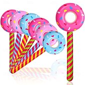 cheap Outdoor Recreation-6pcs Inflatable Lollipops in Random Colors, Inflatable Donut Candy, Birthday Party Decorations, Novelty Toys