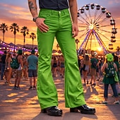  Retro Vintage 1970s Trousers Bell Bottom Pants Flared Trousers Hippie Disco Solid Color Fancy Dress Men's Halloween Carnival Party Dailywear Pride Parade Adults' All Seasons