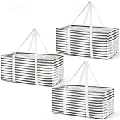 رخيصةأون التخزين والتنظيم-حقيبة تسوق كبيرة قابلة لإعادة الاستخدام سعة 38 لترًا مزودة بإطار سلكي &amp;حقيبة تسوق قابلة للطي مع مقابض، مثالية للتخزين والنزهات والشاطئ وغسيل الملابس &amp;منظم صندوق السيارة