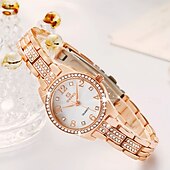 abordables Relojes de Cuarzo-Regalo del Día de la Madre Reloj de Cuarzo para Mujeres Reloj de Aleación con Decoración de Rhinestones