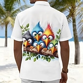 economico Uccelli &amp; Animali-Per uomo Cartoni animati Pulcino Divertente Camicia hawaiana estiva Camicia con Bottoni Camicia Aloha Manica Corta Hawaiano Vacanza al Mare Estate Primavera Collo ripiegato Stampa 3D camicie con