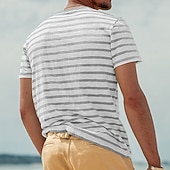 preiswerte Basic-T-Shirts-Herren T Shirt Kurzarmshirt T-Shirt Kurzarm Rundhalsausschnitt Sommer Frühling Gestreift Horizontale Streifen Mode Streetwear Stilvoll Patchwork Farbblock Streifen Lässig Täglich Outdoor Schwarz Rote