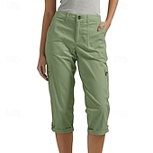 economico Pantaloncini Bermuda-Per donna Pantaloni Cargo Pantaloni capri Chinos Vacanza Streetwear Casual Lunghezza al polpaccio Vita media Semplice Tasca Fascia Elastica Comodo Comodità Inelastico Quotidiano All'aperto Streetwear