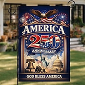 voordelige 250e Verjaardag-Amerikaanse tuinvlag ter ere van het 250-jarig jubileum van de VS. Een levendig, patriottisch ontwerp met een adelaar, de Liberty Bell en nationale symbolen, ideaal voor buitendecoratie.