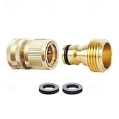 abordables Arrosage et irrigation-2 jeux de raccords rapides pour tuyau d'arrosage, en laiton massif robuste de 3/4 pouce, raccords universels étanches pour une connexion facile du tuyau d'arrosage