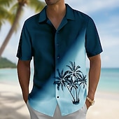 voordelige Tropische planten-Voor heren Kokosnootboom Overgangskleur Tropische planten Hawaiiaans overhemd Overhemd met knopen Aloha-shirt Korte mouw Hawaii Vakantie Strand Kleding Zomer Lente Strijkijzer 3D-afdrukken shirts met