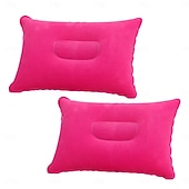 abordables Loisirs en Plein Air-Lot de 2 oreillers de voyage gonflables ultra-légers format A4, petits oreillers carrés en tissu floqué, faciles à ranger, parfaits pour le camping, les siestes au bureau, les voyages, la randonnée et