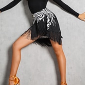 cheap Latin Skirts-Women's Brown Fringe Latin Dance Skirt