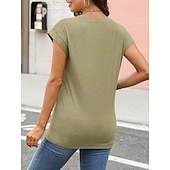 preiswerte Einfarbiges T-Shirt-Damen T Shirt T-Shirt Einfach Mode Stilvoll Klassisch Kurzarm Rundhalsausschnitt Normale Oberteile Täglich Ausgehen Wochenende Blau Schwarz Weiß Hellgrün Rosa Sommer Frühling