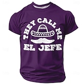 cheap Men's Funny T shirts-Cinco de Mayo Men's They Call Me El Jefe Funny T-Shirt Mexican Sombrero Mustache Graphic Short Sleeve Crew Neck Casual Top Fiesta Designer Clothing Apparel S M L XL XXL XXXL