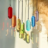 cheap Wall Sculptures-7pcs Crystal Sunlight Catchers Prism Indoor Window Hanging Decoration Rainbow Glass Prism Sunlight Catcher Decor for Home Garden