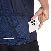 Χαμηλού Κόστους Ανδρικές φανέλες-Ανδρικά Πουλόβερ Γεωμετρικό Κοντομάνικο Ποδήλατο Αθλητική μπλούζα με 3 πίσω τσέπες Ύγρανση Αθλητισμός Θαλασσί Λευκό Ρουμπίνι Ρούχα