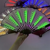 olcso Dekoratív fények-10 hüvelykes világító ventilátor, világító és színes, összecsukható ventilátor, bár, trambulin, éjszakai klub, parti, színpad, hangulatkellékek, kis éjszakai fények, dekoratív lámpák 1 db