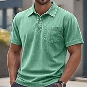 economico Polo classica da uomo-T-shirt da Uomo SoftFade™ 100% Cotone con Effetto Lavaggio Acerbo Maglietta Golf Casual per Vacanze Colletto Polo a Coste Manica Corta Moda Base Piana Vintage Distressed Estate Primavera Vestibilità