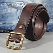 abordables Cinturones de hombre-Hombre Cinturón Hebilla automática Cobre Cuero Vintage Ropa de calle Ocio Color sólido Rojo tinto Negro Diario Exterior Negocio Formal Cinturón de Cintura